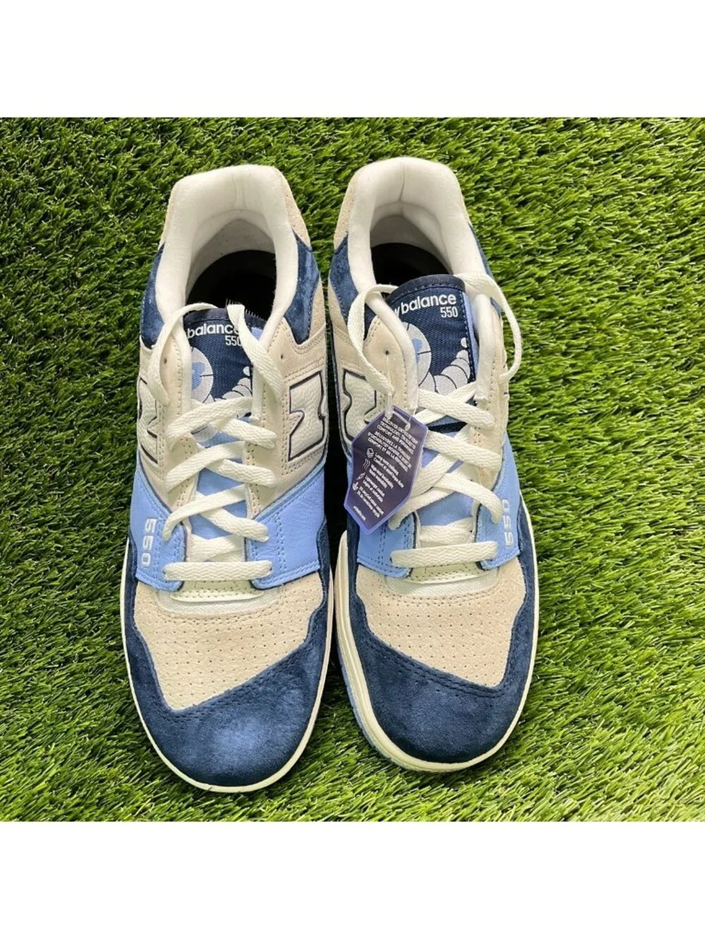 New Balance 550 Navy Electric Sky Gray Mens Size 10.5 Athletic Shoes Sneakers